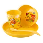 Набор, Roxy-Kids (Рокси-Кидс) арт. RFD-013 Три Кота каникулы 4 предмета тарелка миска стакан и ложка с 6 мес.