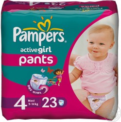 Подгузники-трусики для девочек 23 шт. Pampers актив герл макси 9-14 кг